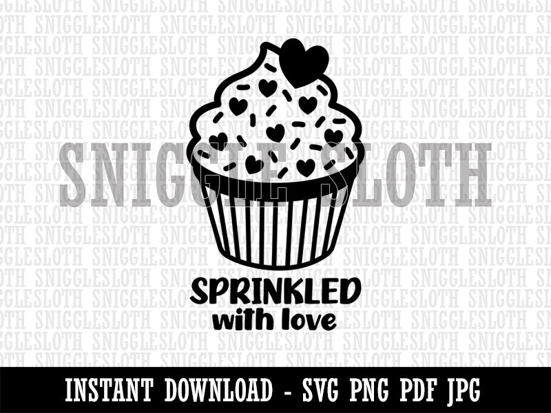 Valentine Heart Sprinkle Cupcake Valentine's Day Clipart Digital Download SVG PNG JPG PDF Cut Files