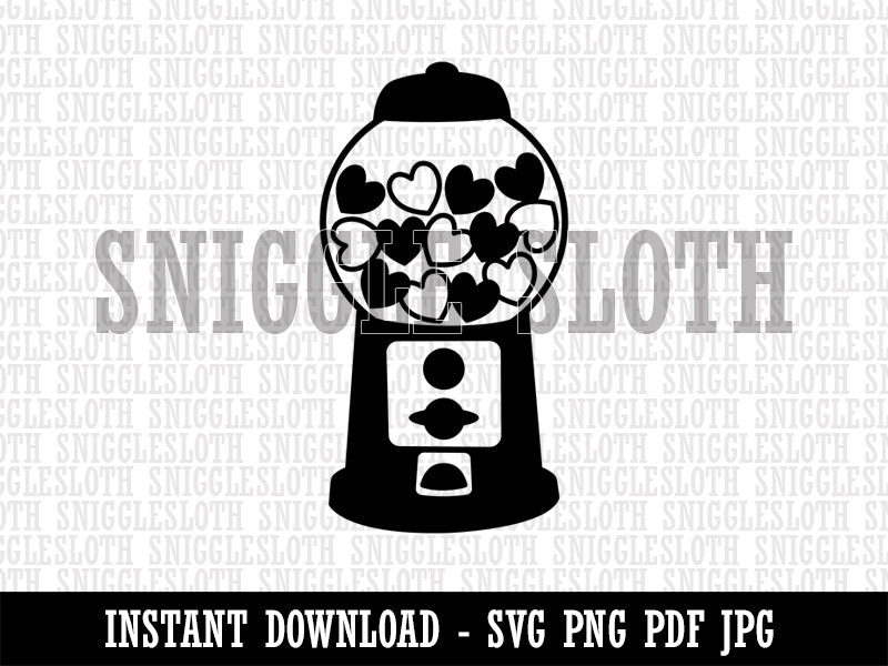 Valentine's Heart Gumball Machine Valentine's Day Clipart Digital Download SVG PNG JPG PDF Cut Files