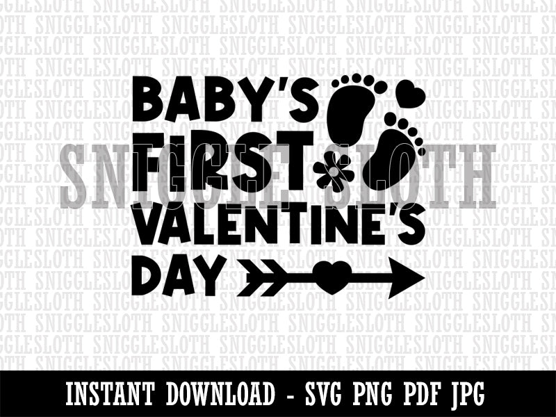 Baby's First Valentine's Day Clipart Digital Download SVG PNG JPG PDF Cut Files