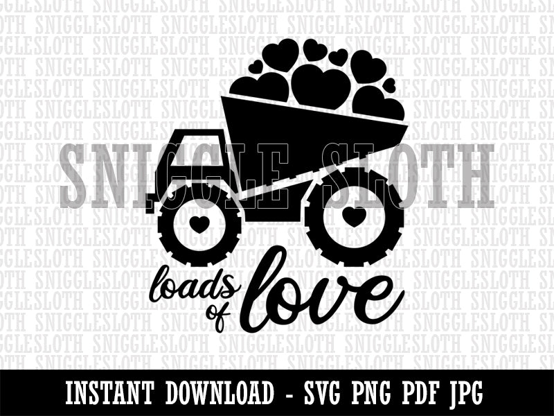 Loads of Love Construction Truck Valentine's Day Clipart Digital Download SVG PNG JPG PDF Cut Files