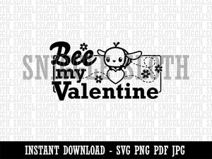 Bee My Valentine Valentine's Day Clipart Digital Download SVG PNG JPG PDF Cut Files