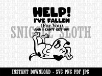 Help I've Fallen For You Dog Funny Valentine's Day Clipart Digital Download SVG PNG JPG PDF Cut Files