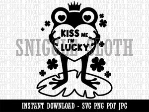 Frog Prince Kiss Me I'm Lucky Saint Patrick's Day  Clipart Digital Download SVG PNG JPG PDF Cut Files