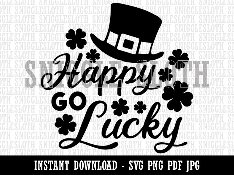 Happy Go Lucky Leprechaun Hat Shamrocks St. Patrick's Day  Clipart Digital Download SVG PNG JPG PDF Cut Files