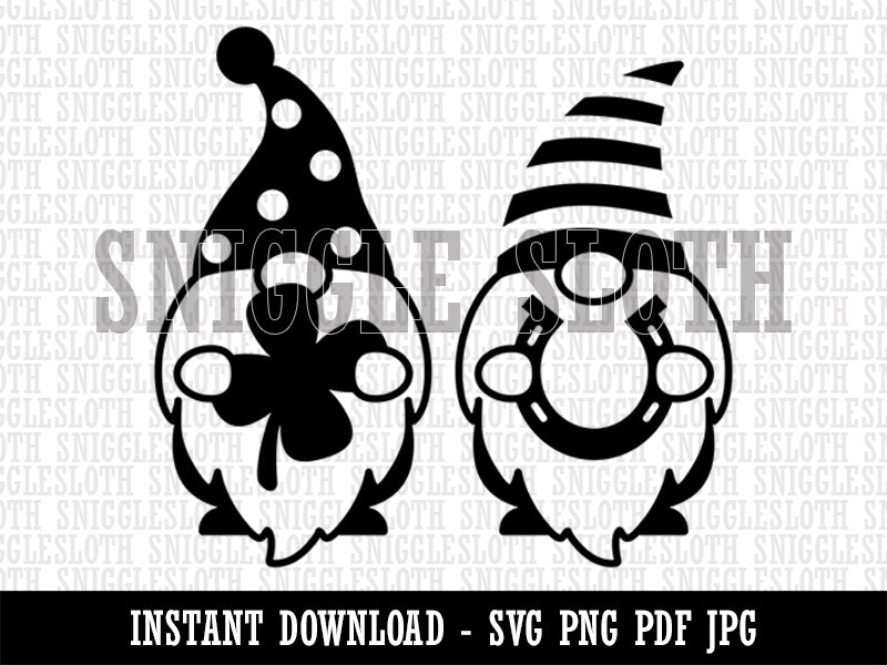 Pair of Saint Patrick's Day Gnomes  Clipart Digital Download SVG PNG JPG PDF Cut Files