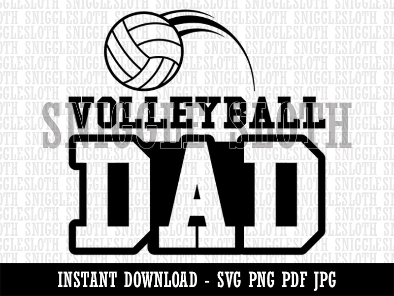 Volleyball Dad Text with Ball  Clipart Digital Download SVG PNG JPG PDF Cut Files