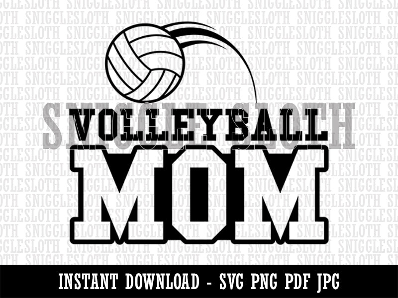 Volleyball Mom Text with Ball  Clipart Digital Download SVG PNG JPG PDF Cut Files