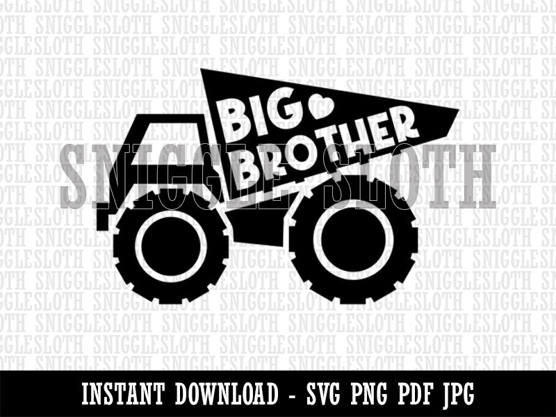 Big Brother Construction Truck  Clipart Digital Download SVG PNG JPG PDF Cut Files