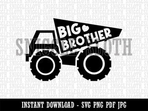 Big Brother Construction Truck  Clipart Digital Download SVG PNG JPG PDF Cut Files