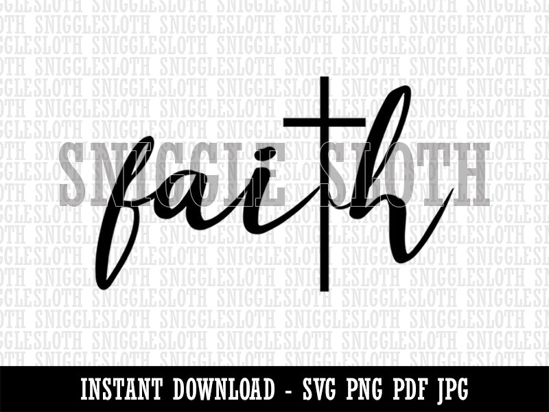Inspirational Faith with Cross Christianity Hope Love  Clipart Digital Download SVG PNG JPG PDF Cut Files