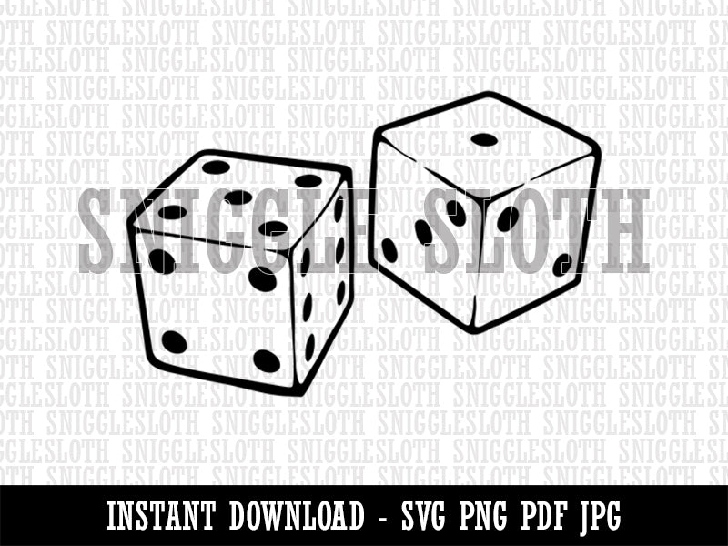 Pair of Gaming Dice  Clipart Digital Download SVG PNG JPG PDF Cut Files