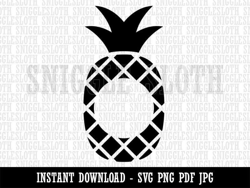 Pineapple Silhouette Circle Initial Monogram  Clipart Digital Download SVG PNG JPG PDF Cut Files