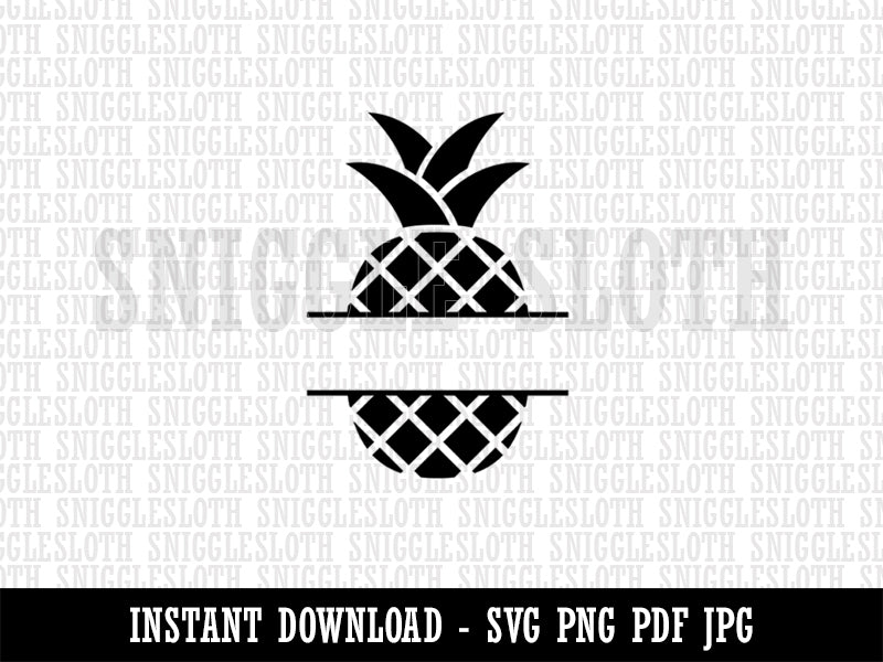 Pineapple Silhouette Split Frame Name Monogram  Clipart Digital Download SVG PNG JPG PDF Cut Files