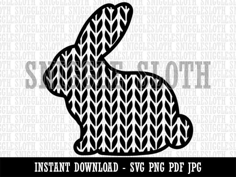 Bunny Side Profile Pattern Knit Easter  Clipart Digital Download SVG PNG JPG PDF Cut Files