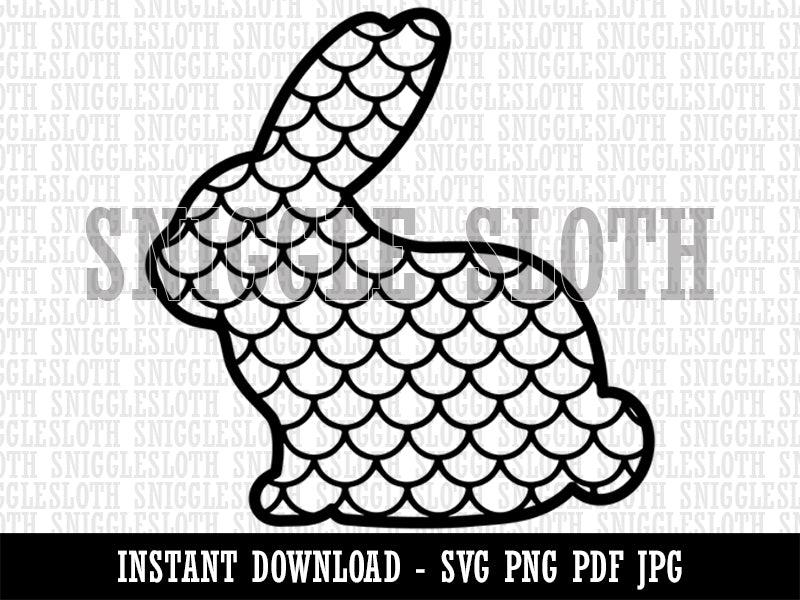 Bunny Side Profile Pattern Mermaid Scales Easter  Clipart Digital Download SVG PNG JPG PDF Cut Files