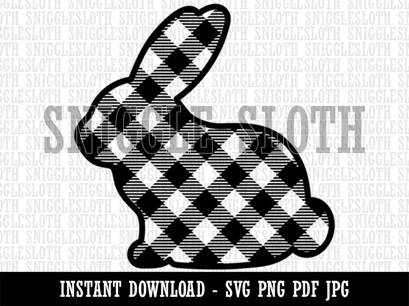 Bunny Side Profile Pattern Plaid Easter  Clipart Digital Download SVG PNG JPG PDF Cut Files