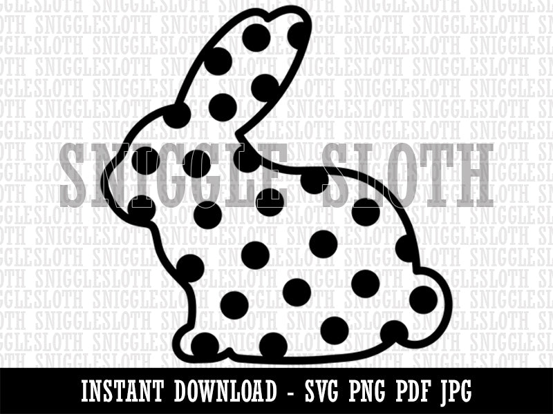 Bunny Side Profile Pattern Polka Dots Easter  Clipart Digital Download SVG PNG JPG PDF Cut Files