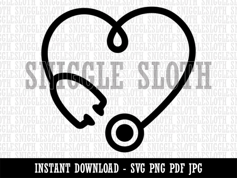 Heart Stethoscope Nurse Essential Worker Doctor  Clipart Digital Download SVG PNG JPG PDF Cut Files