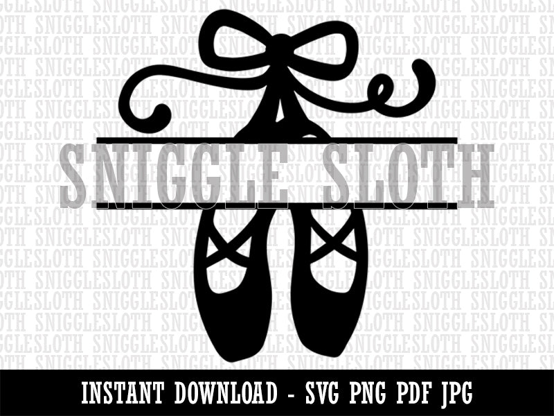 Ballet Shoes Slippers Split Frame for Name Monogram Ballerina  Clipart Digital Download SVG PNG JPG PDF Cut Files