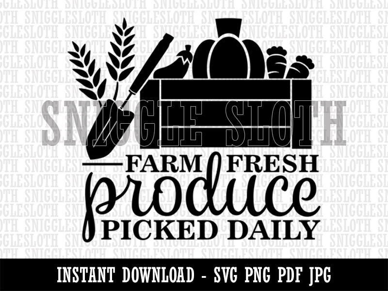 Farm Fresh Produce Picked Daily Farm Garden Vegetables  Clipart Digital Download SVG PNG JPG PDF Cut Files