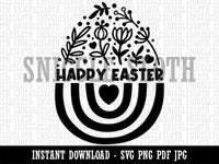 Happy Easter Rainbow Floral Egg Spring Flowers  Clipart Digital Download SVG PNG JPG PDF Cut Files
