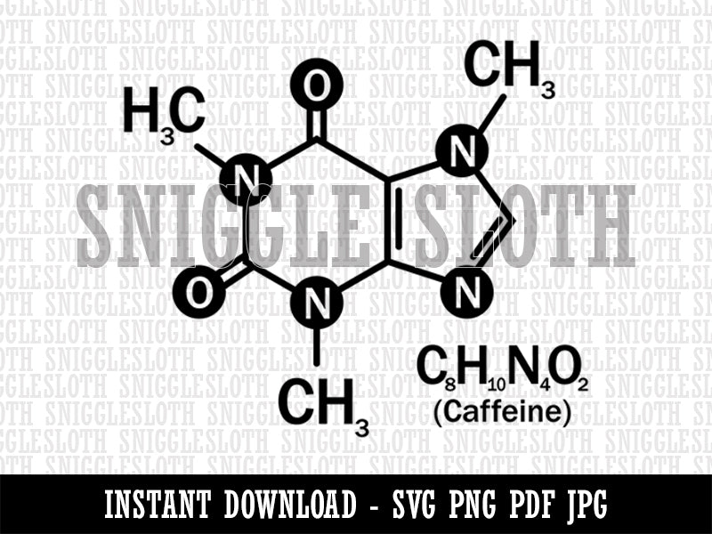 Science Molecule Caffeine Coffee Atomic Bonds  Clipart Digital Download SVG PNG JPG PDF Cut Files