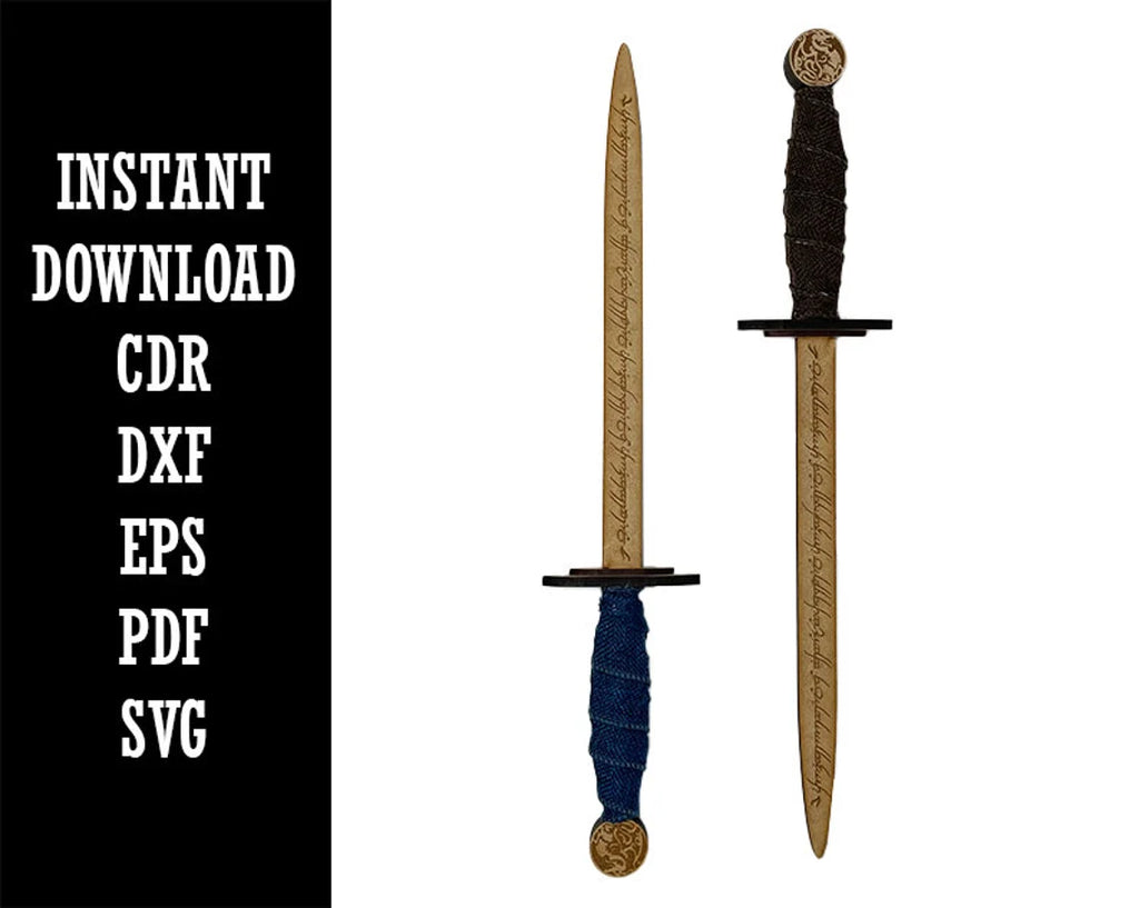 Eleven Dragon Fantasy Dagger CDR DXF EPS PDF SVG Digital Download Laser Design Template File