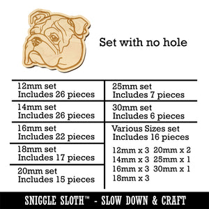 English Bulldog Head Mini Wood Shape Charms Jewelry DIY Craft