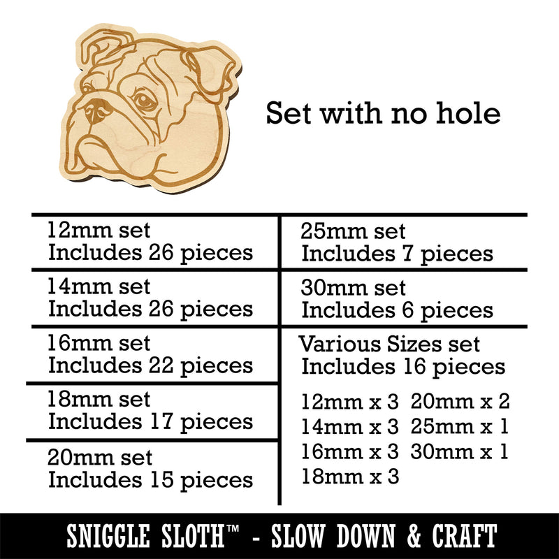 English Bulldog Head Mini Wood Shape Charms Jewelry DIY Craft