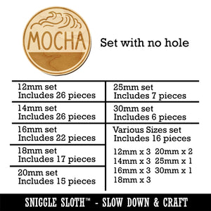 Mocha Text with Image Flavor Scent Mini Wood Shape Charms Jewelry DIY Craft