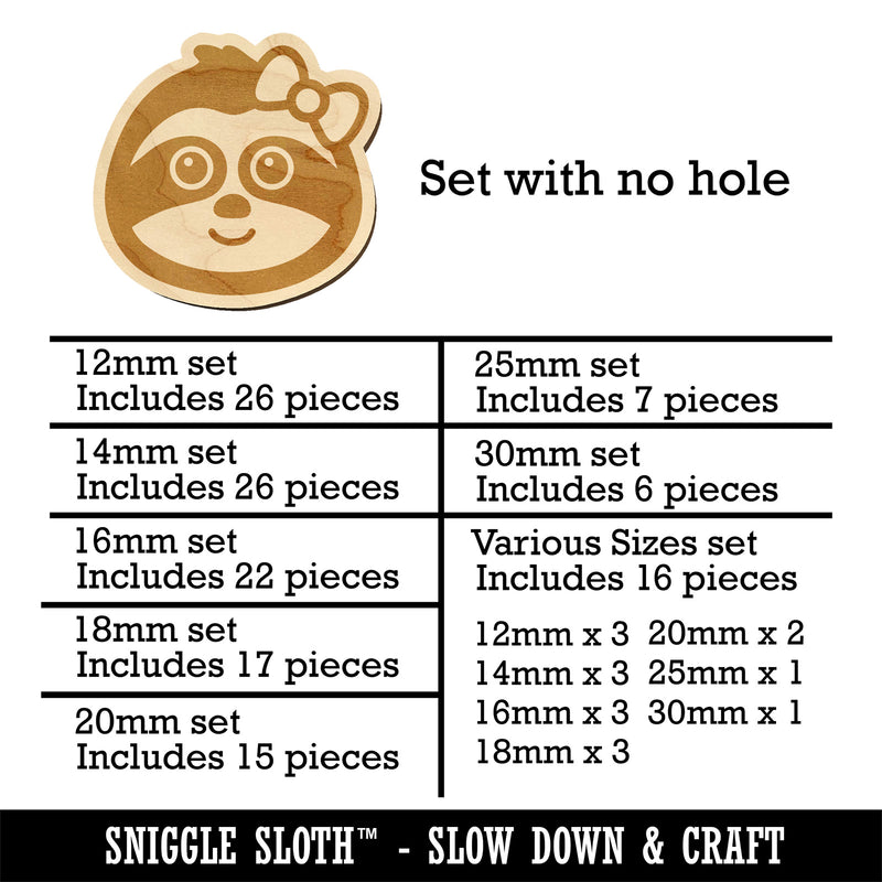 Cute Girl Sloth with Bow Mini Wood Shape Charms Jewelry DIY Craft