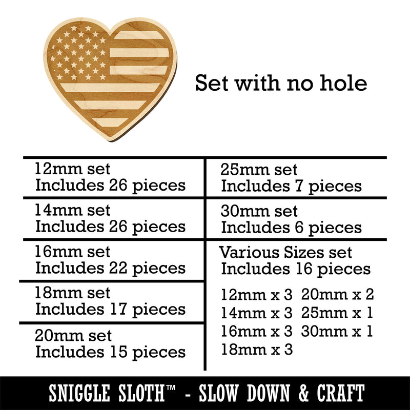 Heart Shaped American Flag United States of America USA Mini Wood Shape Charms Jewelry DIY Craft