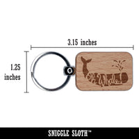 Oh Whale Well Engraved Wood Rectangle Keychain Tag Charm