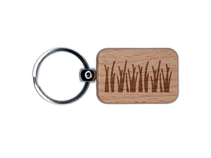 Blades of Grass Lawn Engraved Wood Rectangle Keychain Tag Charm