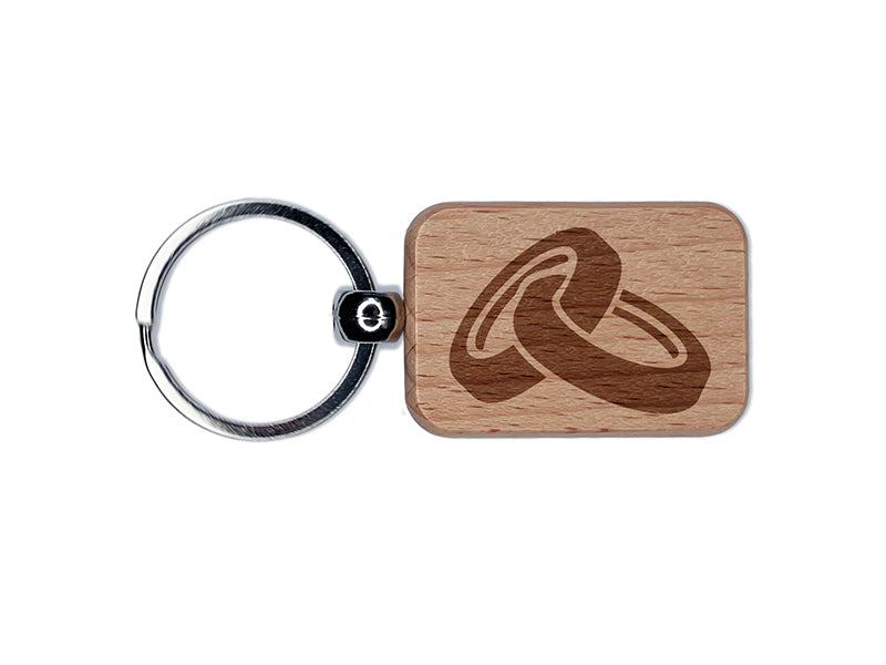 Wedding Ring Bands Rings Engraved Wood Rectangle Keychain Tag Charm