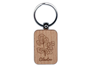 Cilantro Herb Label Plant Engraved Wood Rectangle Keychain Tag Charm