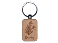 Rosemary Herb Label Plant Engraved Wood Rectangle Keychain Tag Charm