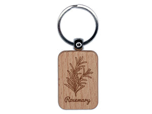 Rosemary Herb Label Plant Engraved Wood Rectangle Keychain Tag Charm