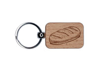 Scrumptious Loaf Sketch French Bread Baguette Bakery Engraved Wood Rectangle Keychain Tag Charm