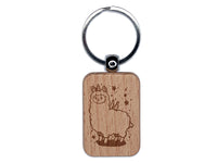 Unimpressed Unicorn Llama Alpaca Engraved Wood Rectangle Keychain Tag Charm