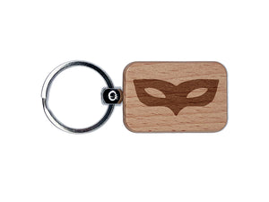 Bandit Thief Robber Rogue Mask Engraved Wood Rectangle Keychain Tag Charm