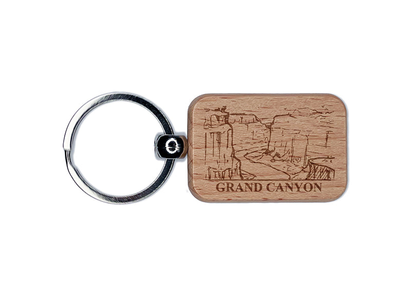 National Park Grand Canyon Engraved Wood Rectangle Keychain Tag Charm