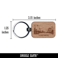 National Park Yosemite Engraved Wood Rectangle Keychain Tag Charm