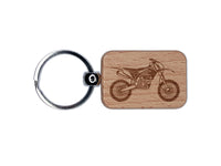 Dirt Bike Off Road Recreation Vehicle Engraved Wood Rectangle Keychain Tag Charm