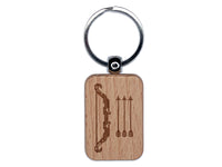 Pixel Bow and Arrow RPG Ranger Archer Weapon Engraved Wood Rectangle Keychain Tag Charm