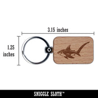 Adorable Thresher Shark Engraved Wood Rectangle Keychain Tag Charm