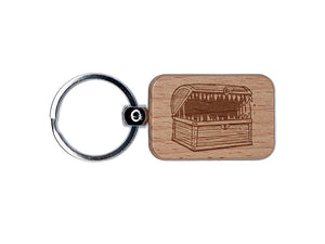 Mimic Dungeon Monster Treasure Chest Engraved Wood Rectangle Keychain Tag Charm