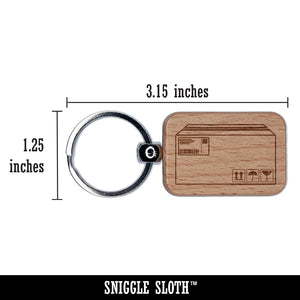 Shipping Package Box Mail Parcel Engraved Wood Rectangle Keychain Tag Charm