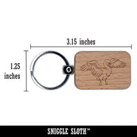 Swan Artsy Contour Line Engraved Wood Rectangle Keychain Tag Charm