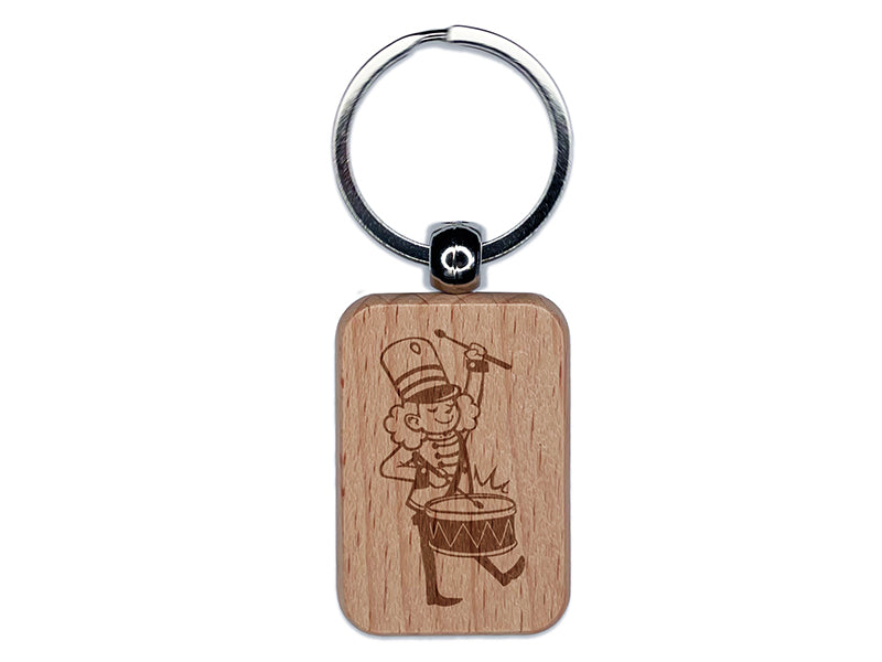 Drummer Drumming Marching Band 12 Days of Christmas Engraved Wood Rectangle Keychain Tag Charm